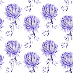 Fototapeta na wymiar Renaissance Pattern with Purple Flowers