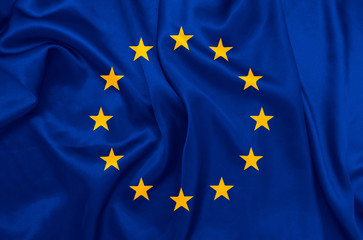 European Union flag with silk texture