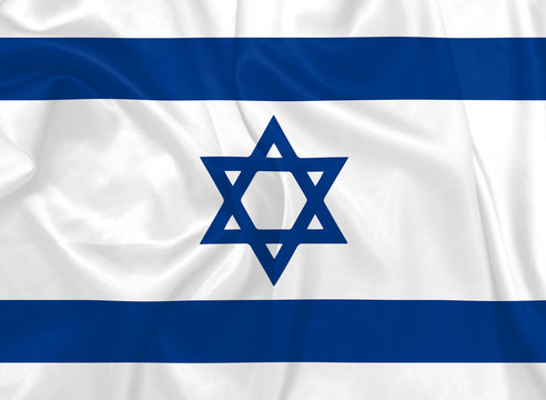 Israeli National flag with silk texture