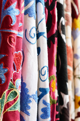 Various suzani textile at oriental bazaar
