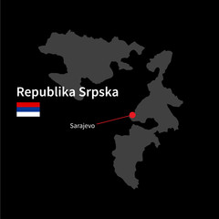 Detailed map of Republika Srpska and capital city Sarajevo with