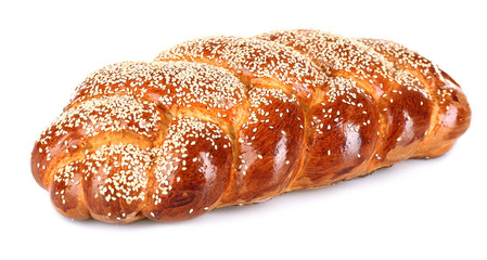Loaf of fresh bread isolated on white