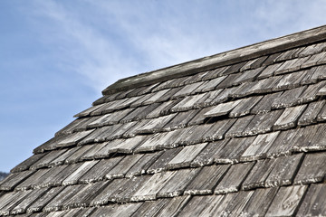 Fototapeta na wymiar Wooden rooftop of shingles