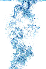 Obraz premium Blue air bubbles in water