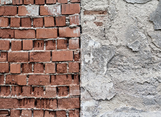 Old brick wall and old grey paint