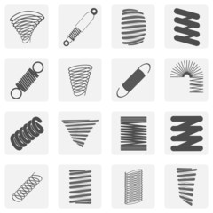 monochrome icon set with springs