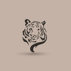 Artistic vector silhouette face tiger. Creative idea.