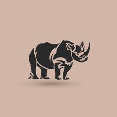 Vector silhouette rhinoceros. Creative idea logotype.