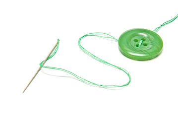 green thread and button