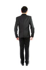 Businessman standing with back isolate