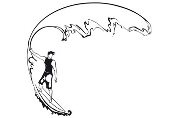 silhouette of a surfer. man.