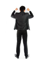 Businessman standing with back isolate