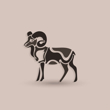 Vector silhouette of a ram. Stylized animal logotype.