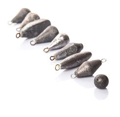 Fishing sinker or knoch over white background