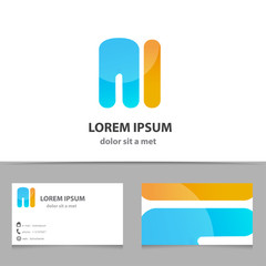 Vector creative logo, letter M with business card. 
