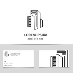 Vector logo building with business card template. 