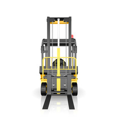 Yellow Forklift Truck, Isolated on White Background