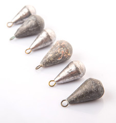 Fishing sinker or knoch over white background