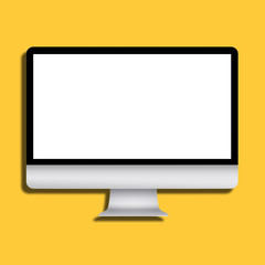 Computer monitor on yellow background