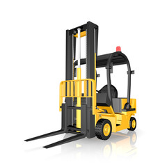 Yellow Forklift Truck, Isolated on White Background
