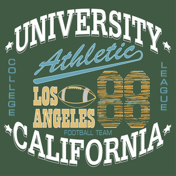 Football T-shirt graphics, California, sportswear appare - vecto