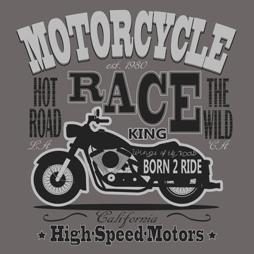 Motorcycle Racing Typography Graphics. California Motors. T-shir
