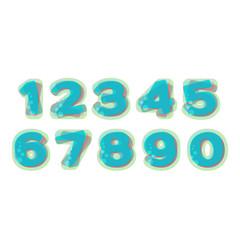 Fototapeta premium Numbers in marine style with bubbles