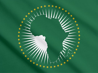 African Union flag waving