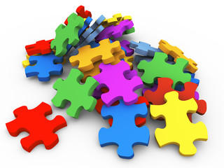 3d heap of puzzle peaces