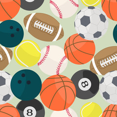 Seamless background with different kind of sport balls