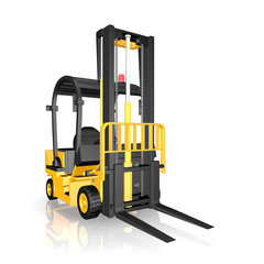 Yellow Forklift Truck, Isolated on White Background