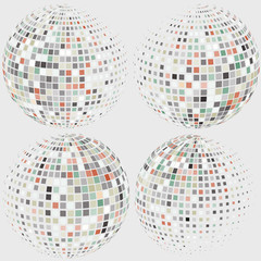 Collection of halftone sphere vector logo template. Abstract