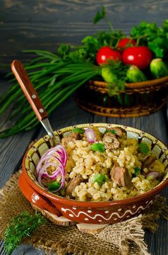 Pearl barley with meat