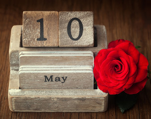 Old vintage calender showing the date 10th of May which is the d