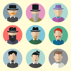 Set of Circle Icons with Man. Set – 12