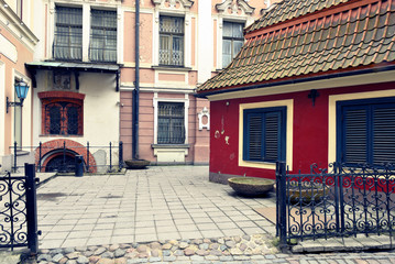 Medieval buildings in old Riga city, Latvia, Europe