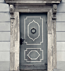 Medieval door in old Riga city, Latvia, Europe