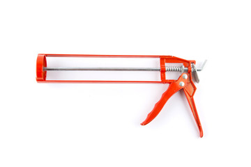 Silicone glue gun for waterproof works, isolated on white