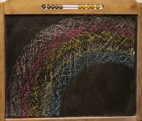 rainbow on vintage blackboard
