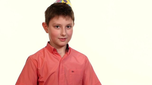 boy eats yellow balloon with a needle and frightening explosion