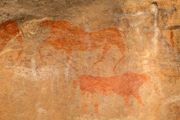 Bushmen rock painting of antelopes, Karoo region