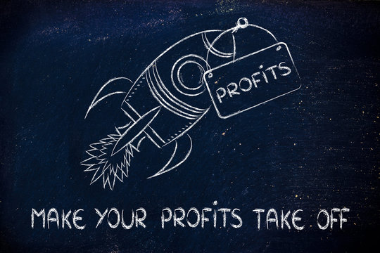 rocket illustration, let your profits take off