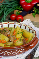 Meat stew with potatoes and vegetables