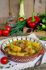 Meat stew with potatoes and vegetables