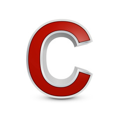 3d red metallic letter C