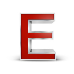 3d red metallic letter E