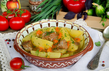 Meat stew with potatoes and vegetables