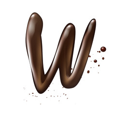 3d liquid chocolate letter W