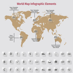 World map infographic elements