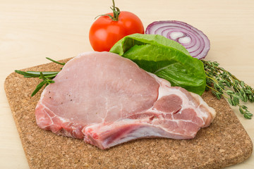 Raw pork steak
